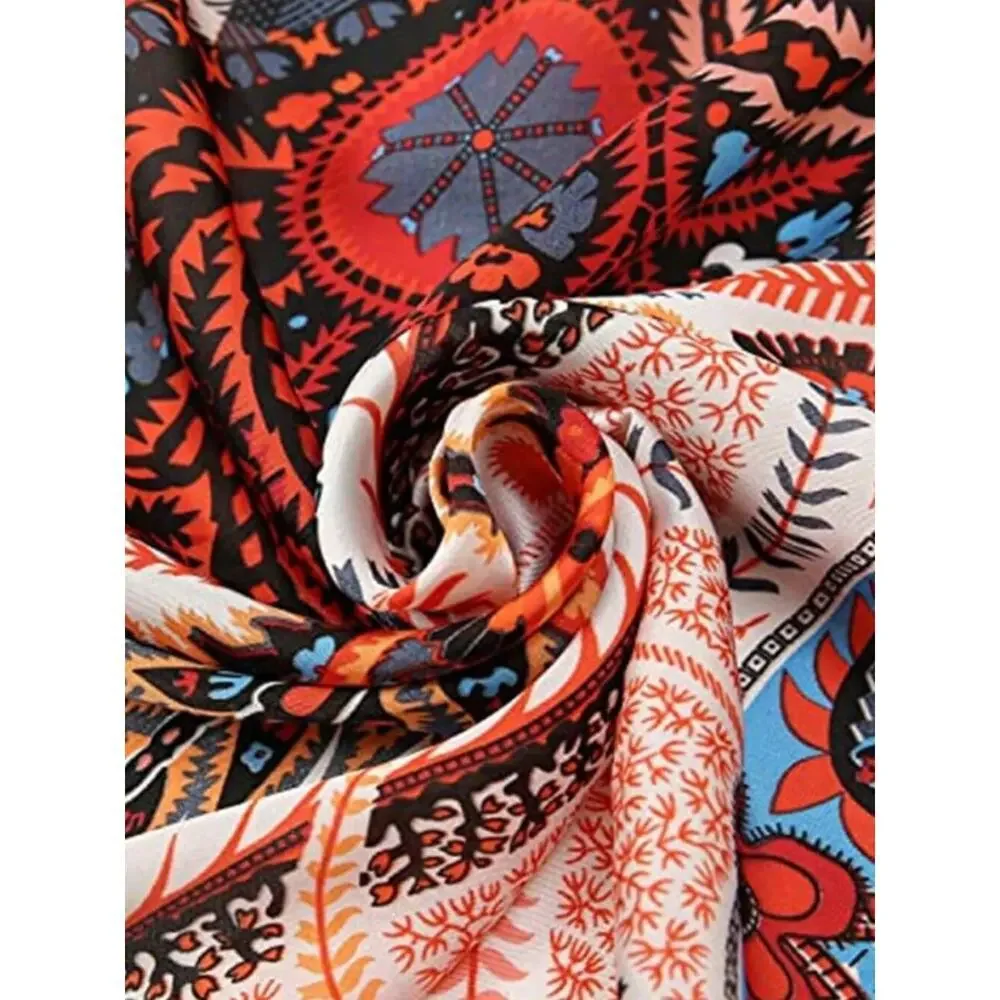 Red and Black Head Hair Scarf Like Satin Silk Scarf Sleeping Hair Wrapping
